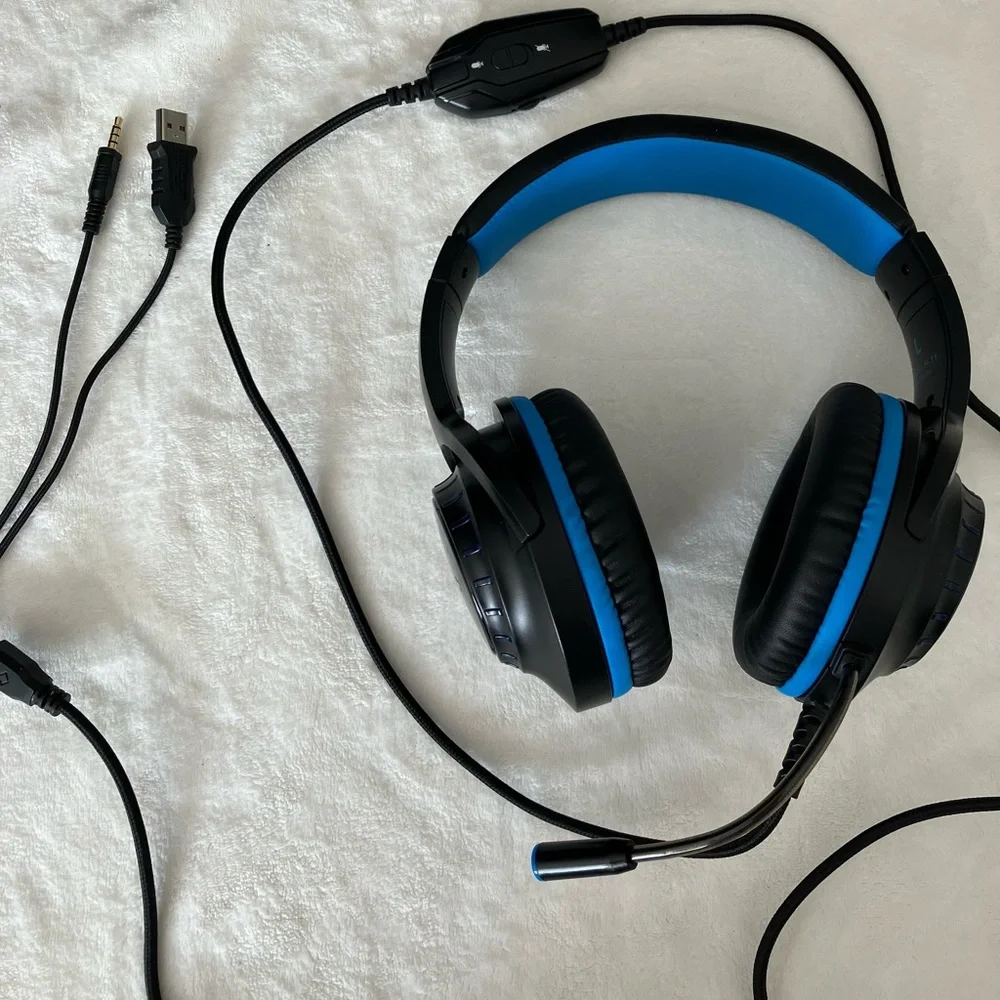 Blue Gaming Headset with LED Lights